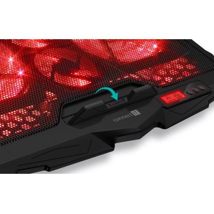 CONNECT IT CCP-2200-RD - Chladiaca podložka pre notebook 4x ventilátor 2xUSB čierna/červená