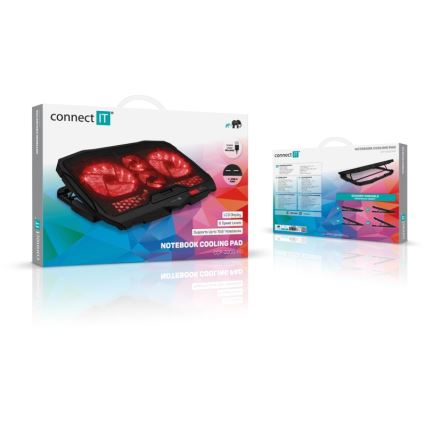 CONNECT IT CCP-2200-RD - Chladiaca podložka pre notebook 4x ventilátor 2xUSB čierna/červená