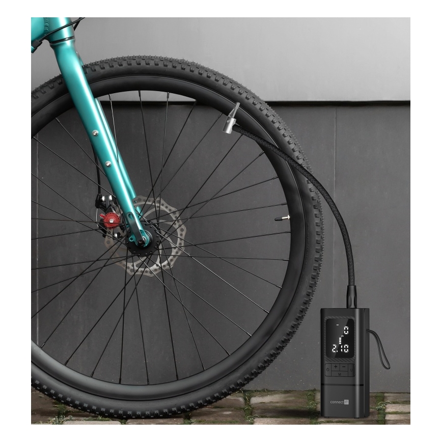 CONNECT IT CFF-4500-BK - Digitálny kapesný kompresor AirFlow 80W/6000 mAh čierna