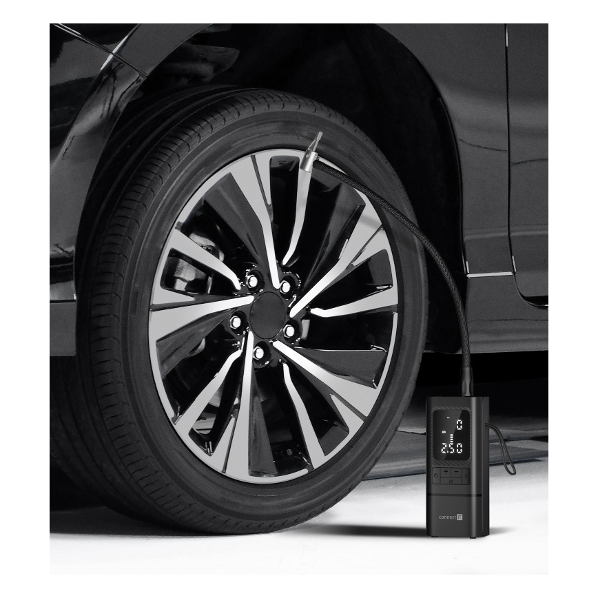 CONNECT IT CFF-4500-BK - Digitálny kapesný kompresor AirFlow 80W/6000 mAh čierna