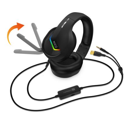 CONNECT IT CHP-3595-BK - LED RGB Herné káblové slúchadlá s mikrofónom čierna