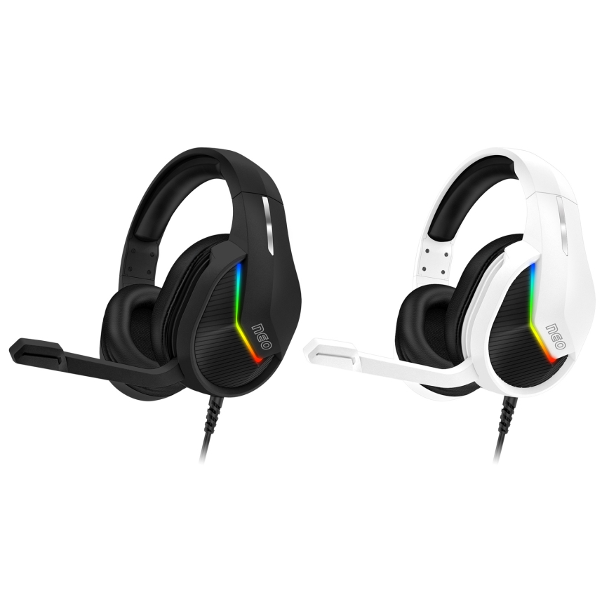 CONNECT IT CHP-3595-BK - LED RGB Herné káblové slúchadlá s mikrofónom čierna
