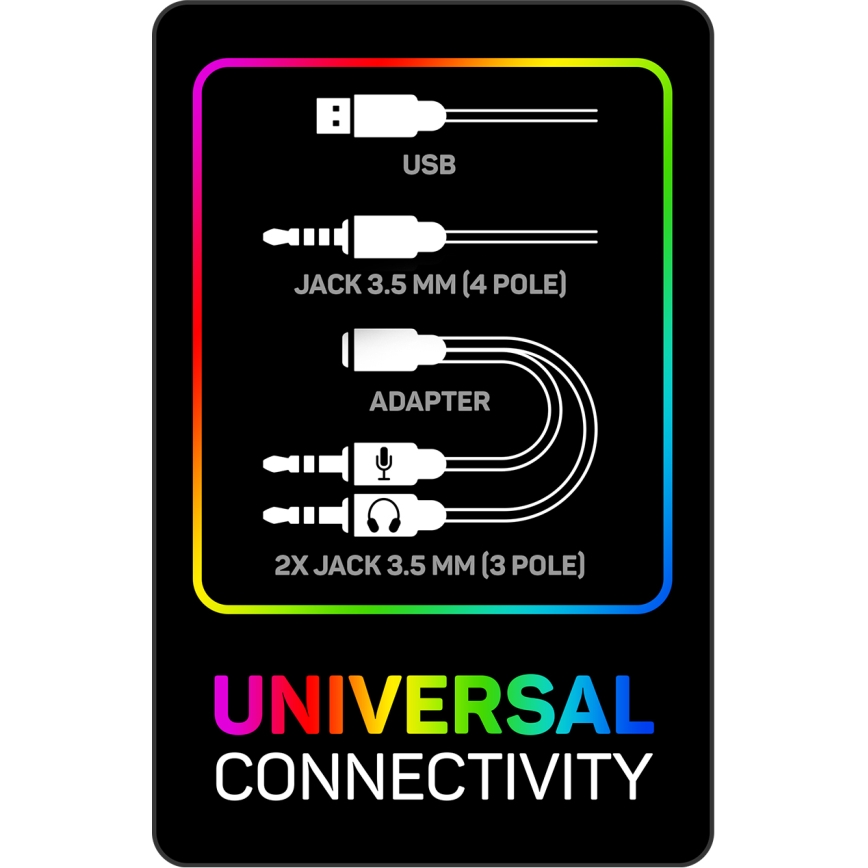 CONNECT IT CHP-3595-BK - LED RGB Herné káblové slúchadlá s mikrofónom čierna