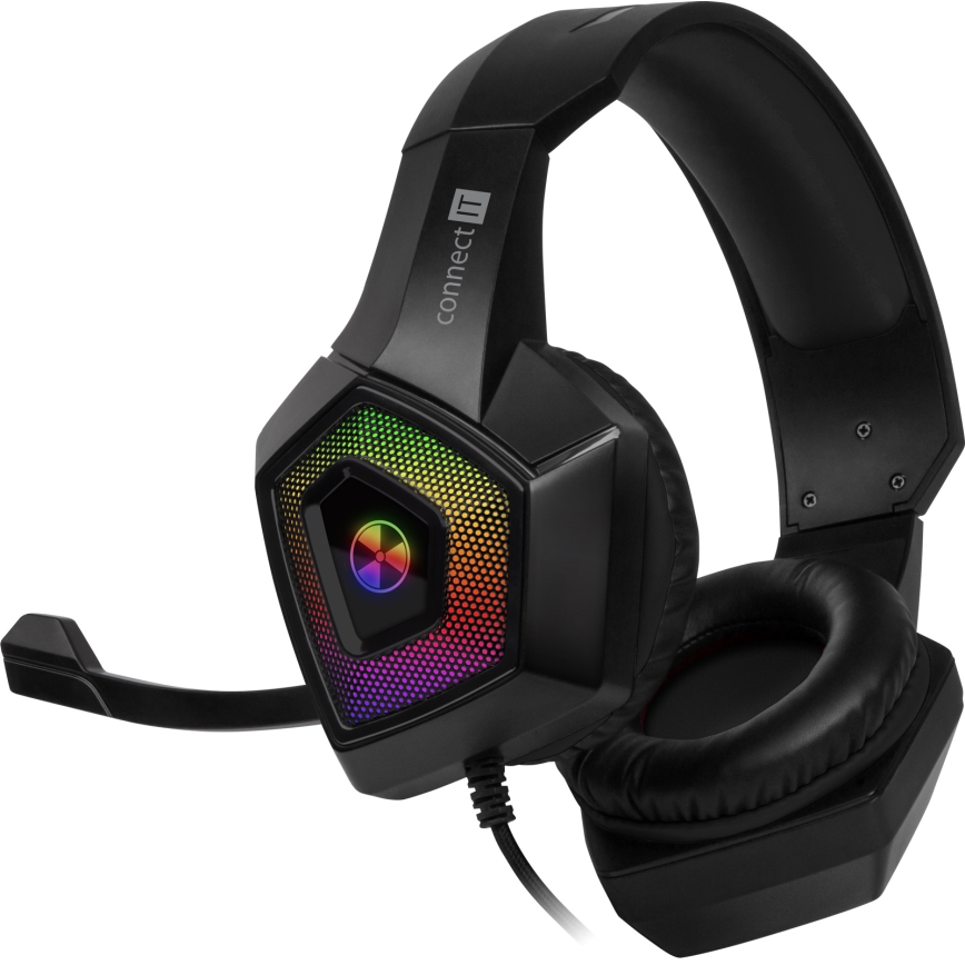 CONNECT IT CHP-5600-BK - LED RGB Herné káblové slúchadlá s mikrofónom čierna