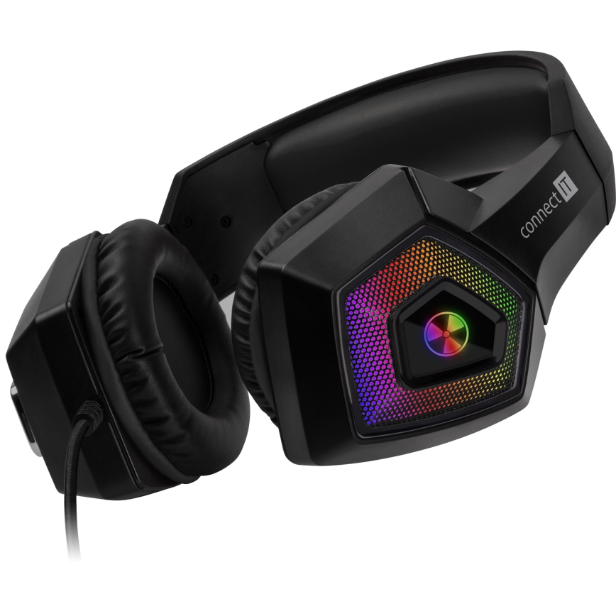 CONNECT IT CHP-5600-BK - LED RGB Herné káblové slúchadlá s mikrofónom čierna