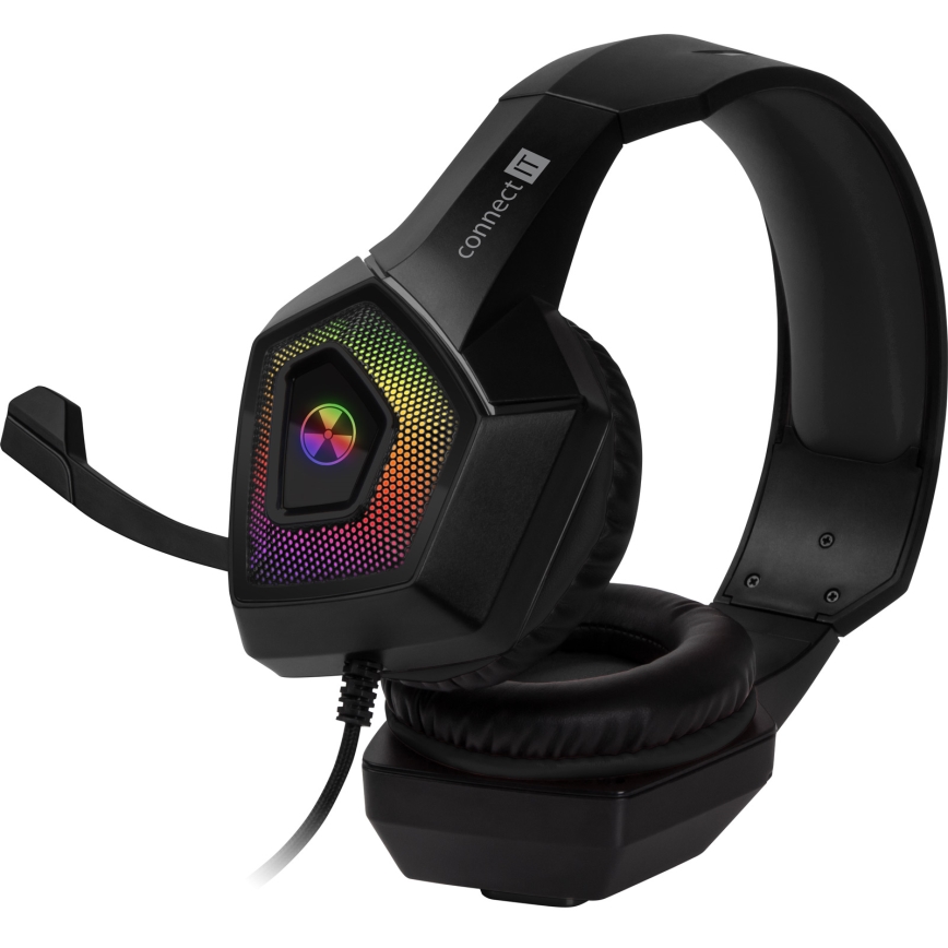 CONNECT IT CHP-5600-BK - LED RGB Herné káblové slúchadlá s mikrofónom čierna