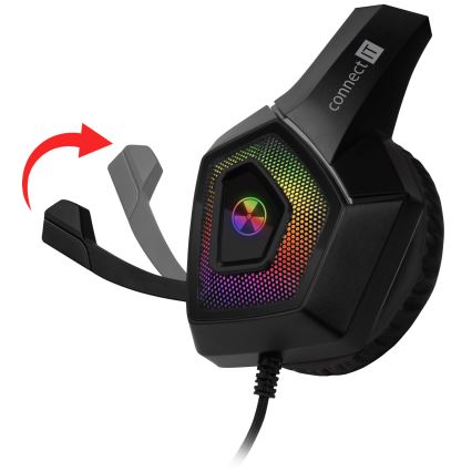 CONNECT IT CHP-5600-BK - LED RGB Herné káblové slúchadlá s mikrofónom čierna