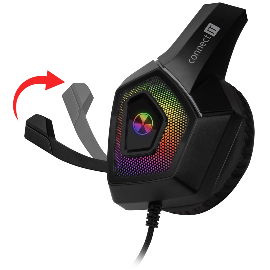 CONNECT IT CHP-5600-BK - LED RGB Herné káblové slúchadlá s mikrofónom čierna