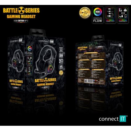 CONNECT IT CHP-5600-BK - LED RGB Herné káblové slúchadlá s mikrofónom čierna