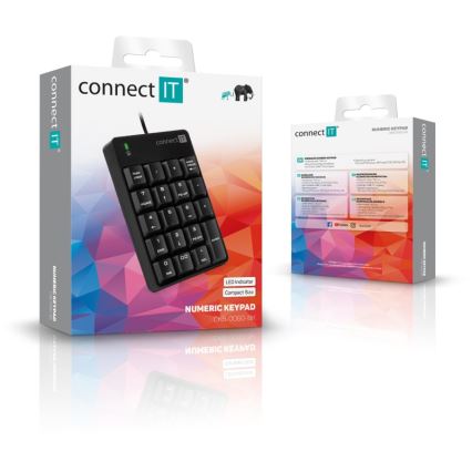 CONNECT IT CKB-0060-BK - Káblová numerická klávesnica čierna