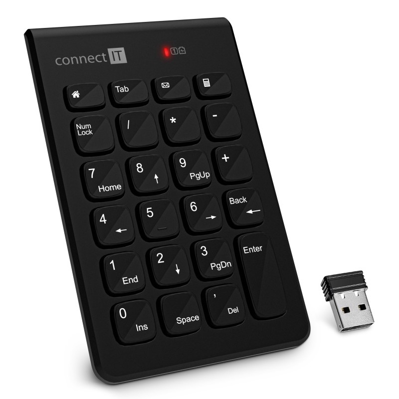 CONNECT IT CKB-0062-BK - Bezdrôtová numerická klávesnica 1xAAA čierna