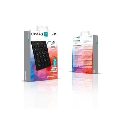 CONNECT IT CKB-0062-BK - Bezdrôtová numerická klávesnica 1xAAA čierna