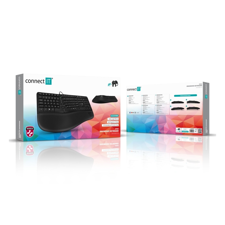 CONNECT IT CKB-2800-CS - Ergonomická bezdrôtová klávesnica s CZ/SK lokalizáciou čierna