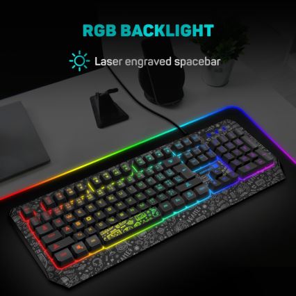CONNECT IT CKB-3530-DD - LED RGB Káblová herná klávesnica s CZ/SK lokalizáciou čierna