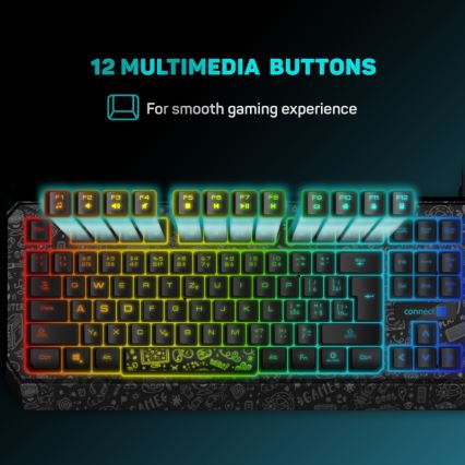 CONNECT IT CKB-3530-DD - LED RGB Káblová herná klávesnica s CZ/SK lokalizáciou čierna