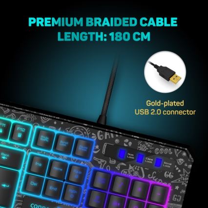 CONNECT IT CKB-3530-DD - LED RGB Káblová herná klávesnica s CZ/SK lokalizáciou čierna