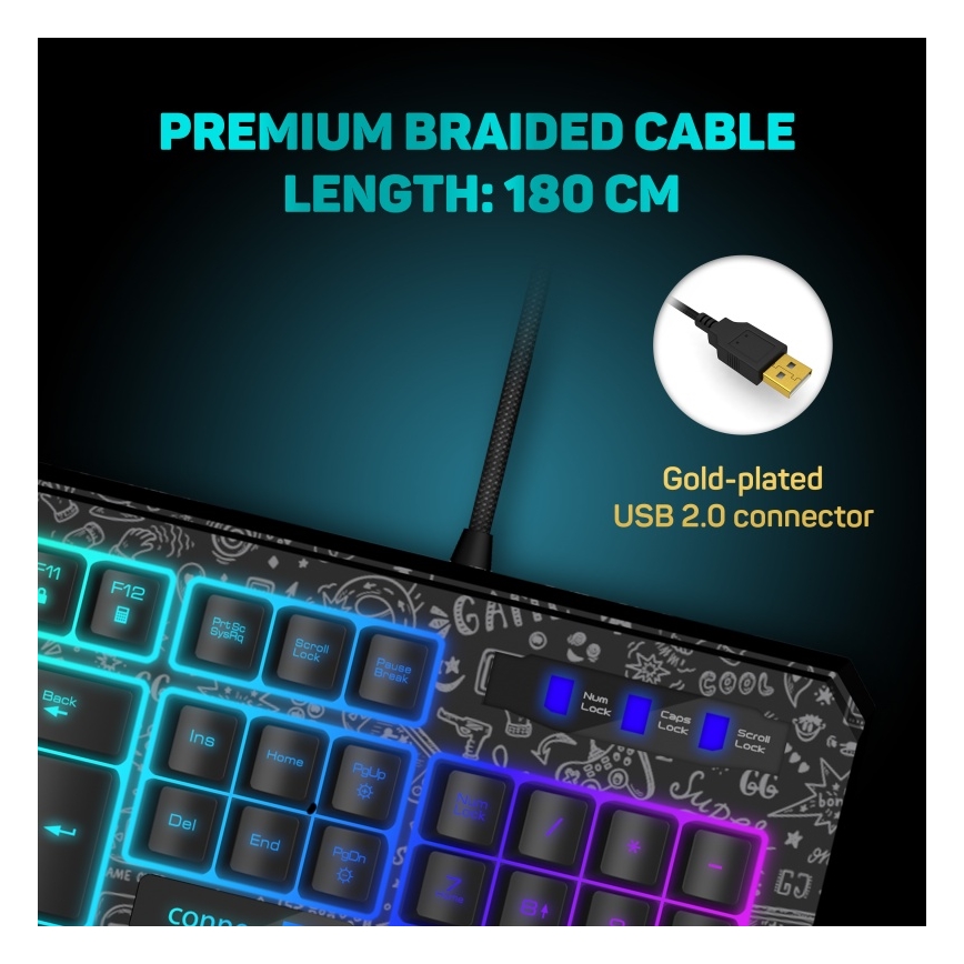 CONNECT IT CKB-3530-DD - LED RGB Káblová herná klávesnica s CZ/SK lokalizáciou čierna