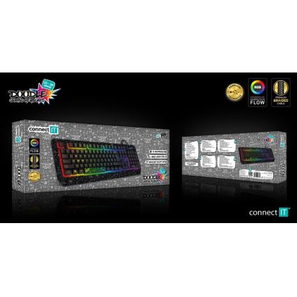 CONNECT IT CKB-3530-DD - LED RGB Káblová herná klávesnica s CZ/SK lokalizáciou čierna