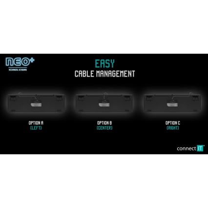 CONNECT IT CKB-3591-CS - LED RGB Káblová herná klávesnica s CZ/SK lokalizáciou čierna + červený rámik