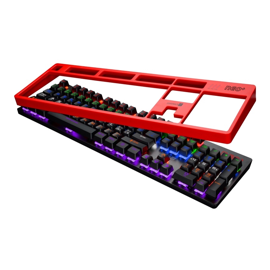 CONNECT IT CKB-3591-CS - LED RGB Káblová herná klávesnica s CZ/SK lokalizáciou čierna + červený rámik