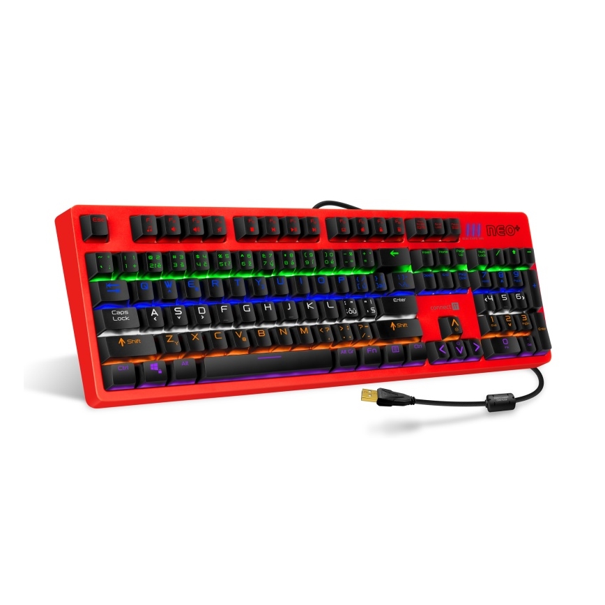 CONNECT IT CKB-3591-CS - LED RGB Káblová herná klávesnica s CZ/SK lokalizáciou čierna + červený rámik