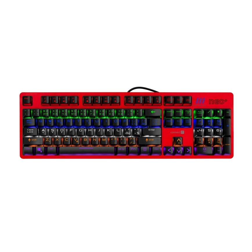 CONNECT IT CKB-3591-CS - LED RGB Káblová herná klávesnica s CZ/SK lokalizáciou čierna + červený rámik