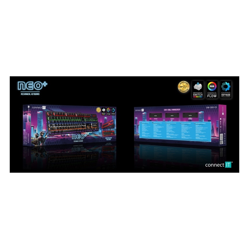 CONNECT IT CKB-3591-CS - LED RGB Káblová herná klávesnica s CZ/SK lokalizáciou čierna + červený rámik