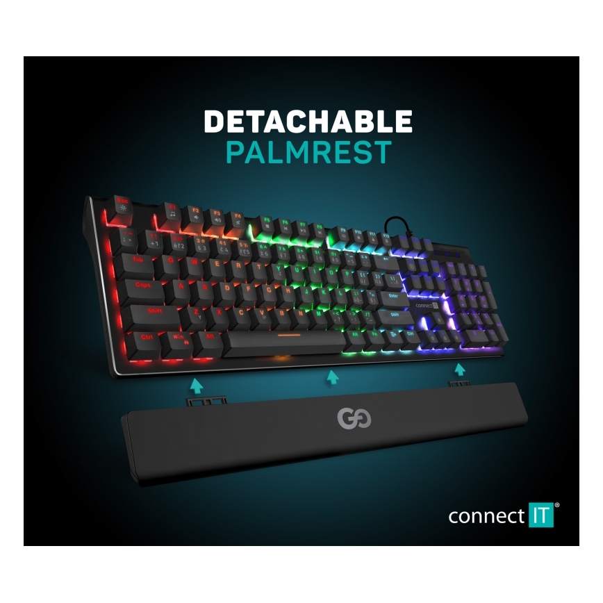 CONNECT IT CKB-7050-CS - LED RGB Káblová herná klávesnica s CZ/SK lokalizáciou čierna