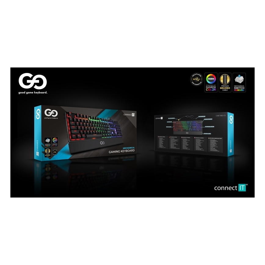 CONNECT IT CKB-7050-CS - LED RGB Káblová herná klávesnica s CZ/SK lokalizáciou čierna