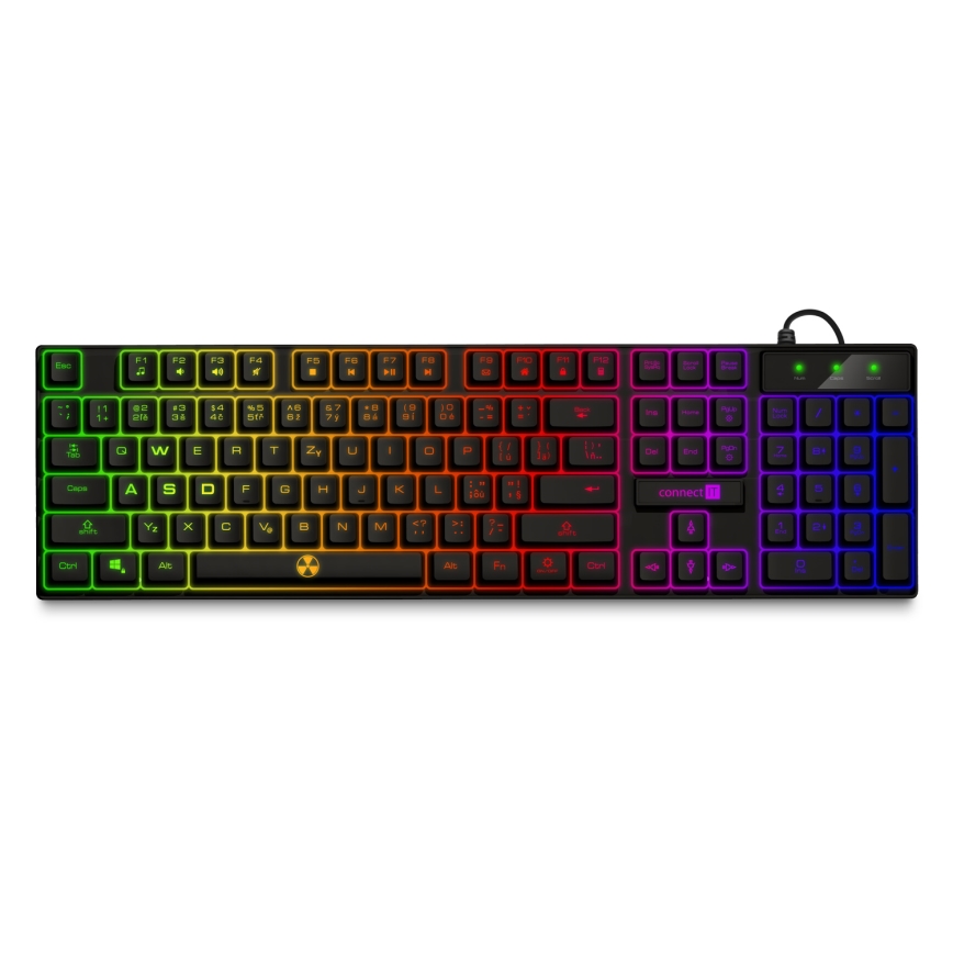 CONNECT IT CKM-3200-CS - LED RGB Káblová herná klávesnica a herná myš 1200/1800/2400/3600 DPI s CZ/SK lokalizáciou čierna