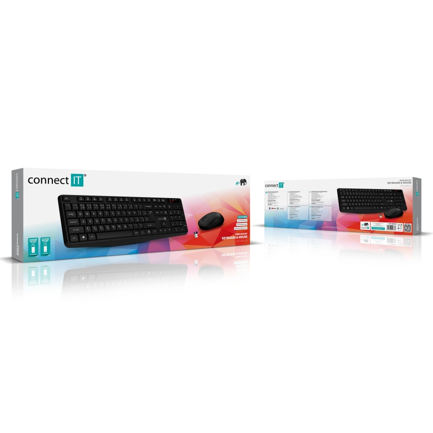 CONNECT IT CKM-4500-CS - Bezdrôtová klávesnica a myš 1000 DPI s CZ/SK lokalizáciou 1xAAA + 1xAA čierna
