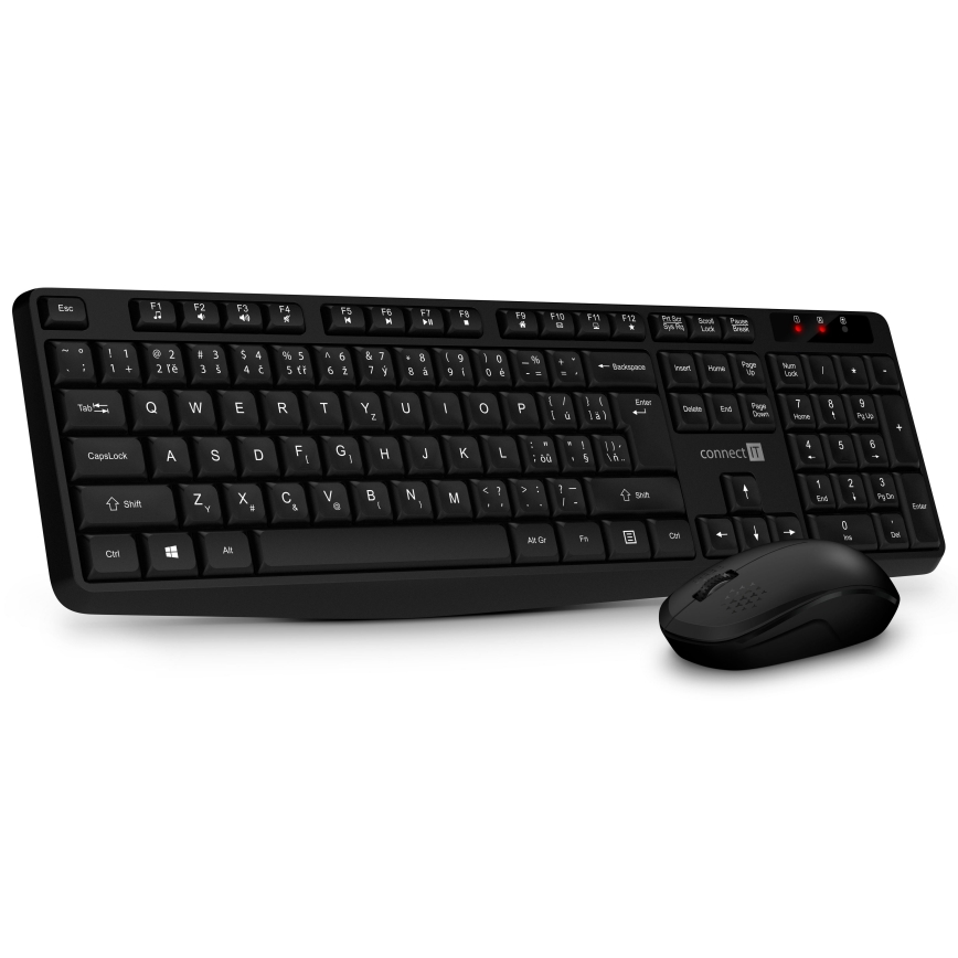 CONNECT IT CKM-4500-CS - Bezdrôtová klávesnica a myš 1000 DPI s CZ/SK lokalizáciou 1xAAA + 1xAA čierna