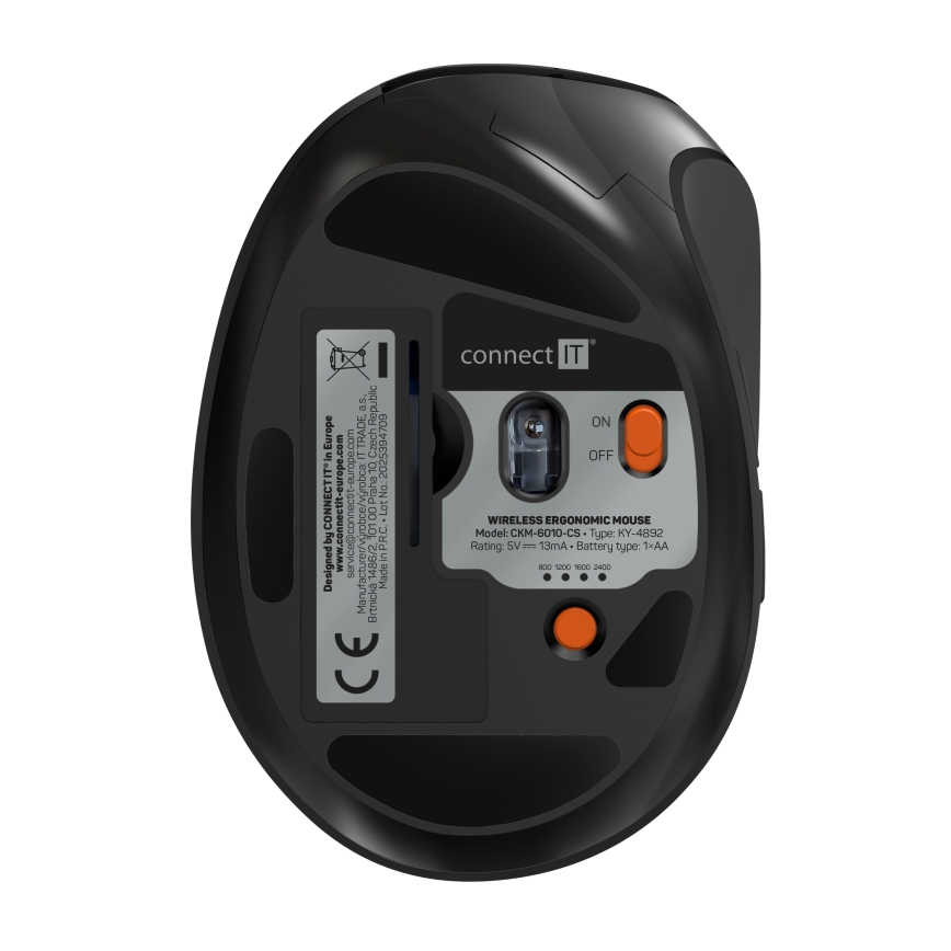CONNECT IT CKM-6010-CS - Ergonomická bezdrôtová klávesnica a myš 800/1200/1600/2400 DPI s CZ/SK lokalizáciou 1xAA + 2xAAA čierna