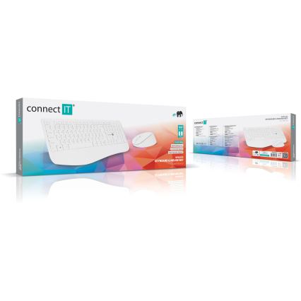 CONNECT IT CKM-7804-CS - Bezdrôtová klávesnica a myš 1200 DPI s CZ/SK lokalizáciou 1xAAA + 1xAA biela