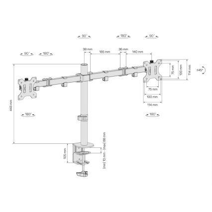 CONNECT IT CMF-3203-BK - Univerzálny držiak na 2 monitory 13-32” čierna