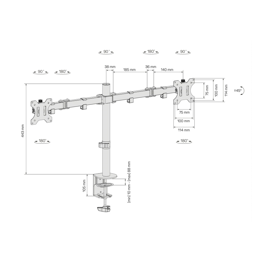 CONNECT IT CMF-3203-BK - Univerzálny držiak na 2 monitory 13-32” čierna