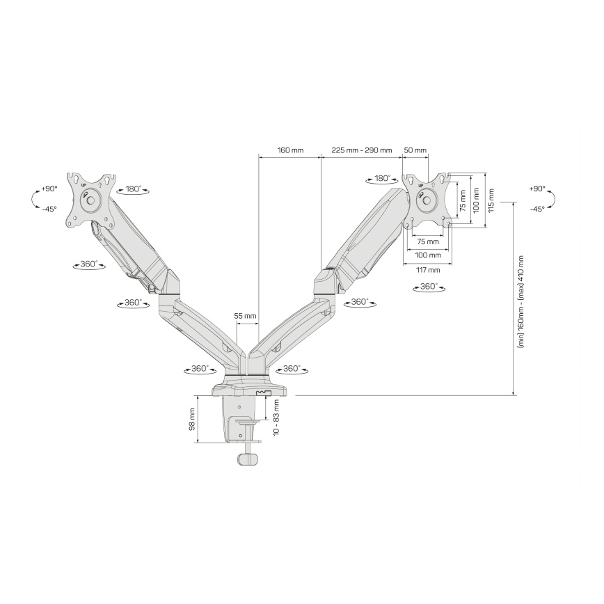 CONNECT IT CMF-3207-BK - Univerzálny držiak na 2 monitory 13-27” čierna
