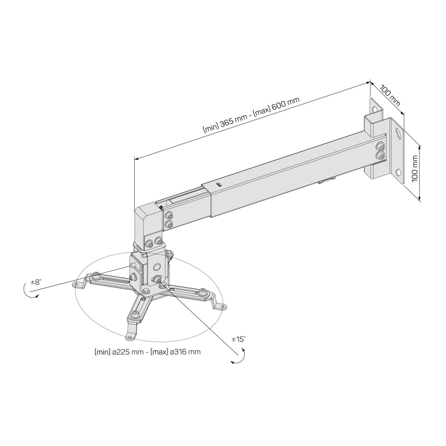 CONNECT IT CMF-7020-SL - Držiak projektora na stenu strieborný