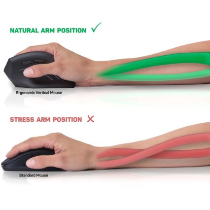 CONNECT IT CMO-2500-BK - Ergonomická drôtová myš Verti Wire 1000/1600 DPI čierna