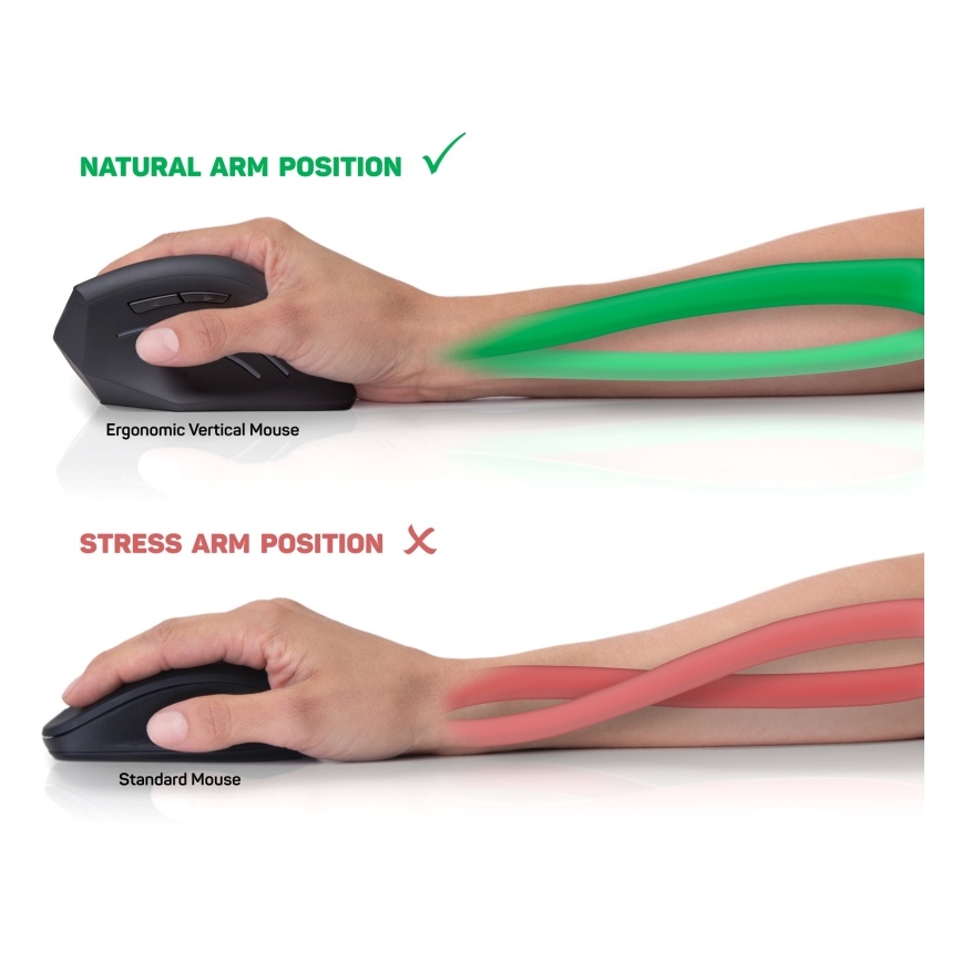 CONNECT IT CMO-2500-BK - Ergonomická drôtová myš Verti Wire 1000/1600 DPI čierna