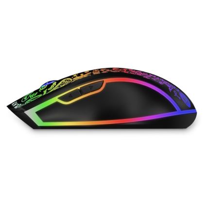 CONNECT IT CMO-3530-DD - LED RGB Bezdrôtová nabíjacia herná myš 800/1200/1600/2400/4800 DPI 600 mAh čierna