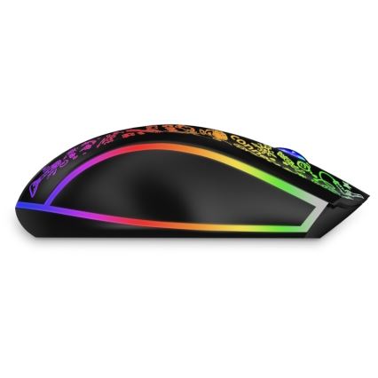 CONNECT IT CMO-3530-DD - LED RGB Bezdrôtová nabíjacia herná myš 800/1200/1600/2400/4800 DPI 600 mAh čierna