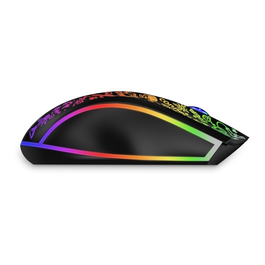 CONNECT IT CMO-3530-DD - LED RGB Bezdrôtová nabíjacia herná myš 800/1200/1600/2400/4800 DPI 600 mAh čierna