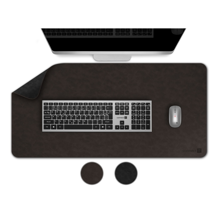 CONNECT IT CMP-4030-LG - Obojstranná podložka pod klávesnicu a myš 90x40 cm čierna/hnedá