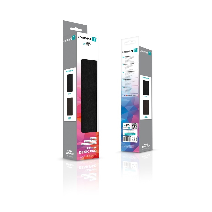 CONNECT IT CMP-4030-LG - Obojstranná podložka pod klávesnicu a myš 90x40 cm čierna/hnedá
