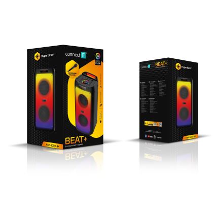 CONNECT IT HSP-3050-BK - LED Bezdrôtový reproduktor s mikrofónom 60W/5V 4500 mAh čierna + diaľkové ovládanie