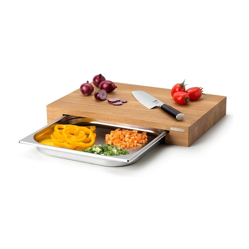Continenta C4110 - Kuchynská doska na krájanie s misou 39x27 cm dub