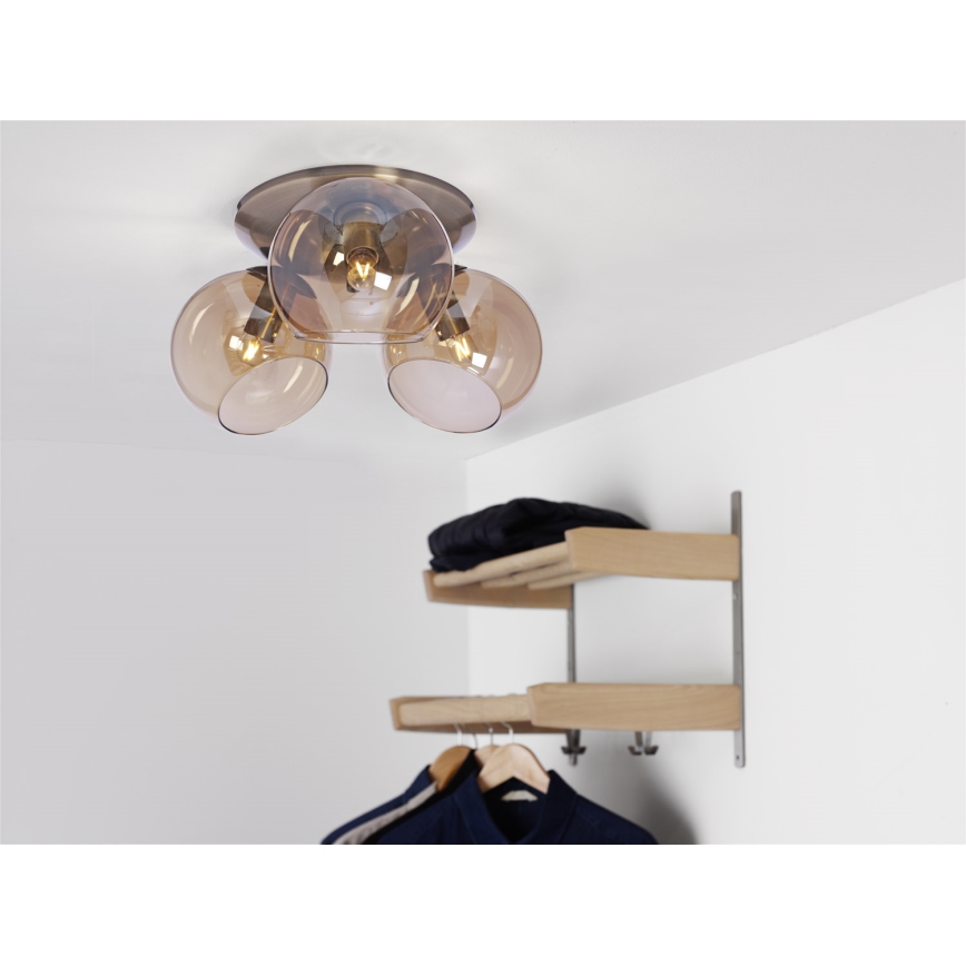 Cottex - Stropné svietidlo CAPELLA 3xE14/40W/230V pr. 37 cm dymové/hnedé