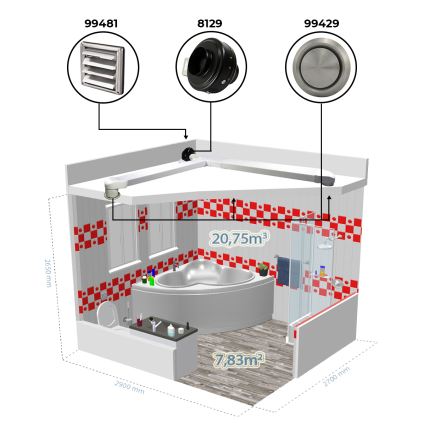 Dalap 8129 - Radiálny potrubný ventilátor TURBINE M 125 62W/230V