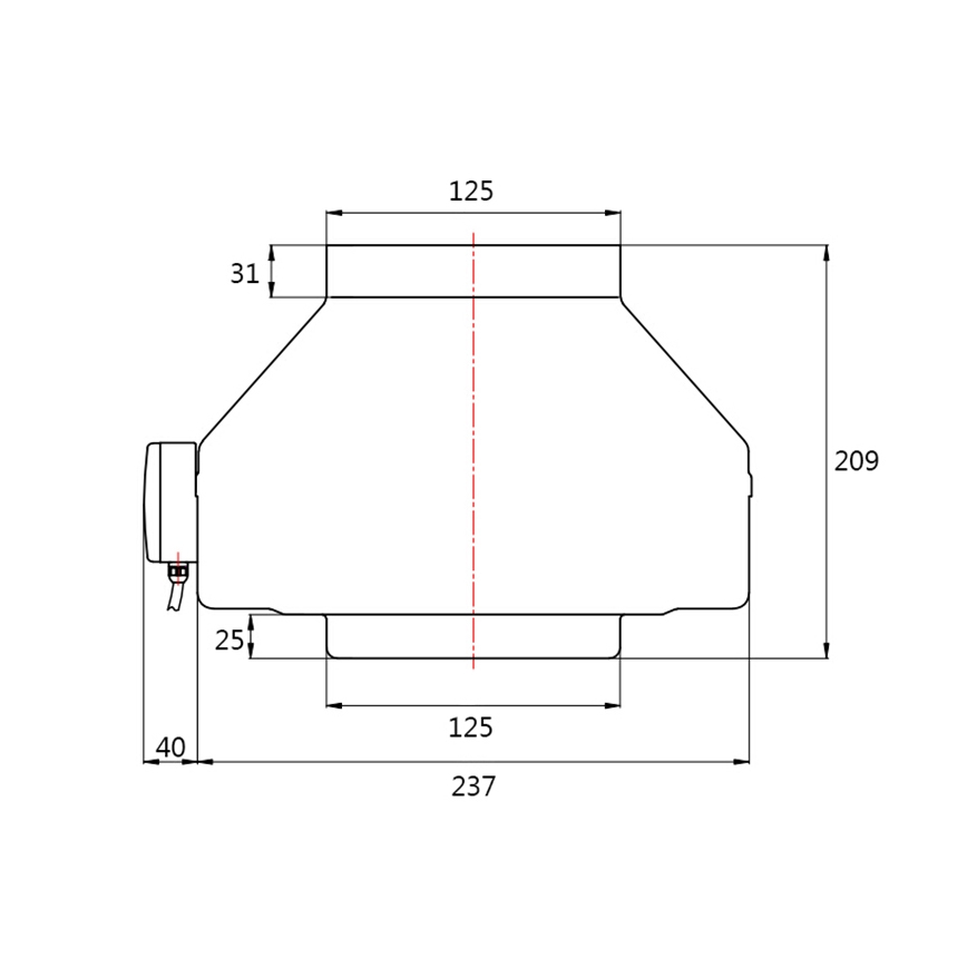 Dalap 8129 - Radiálny potrubný ventilátor TURBINE M 125 62W/230V